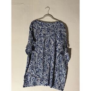 Craft & Barrow Blue White Paisley Top 3X Boho Comfort Blouse Flowy Tunic Print